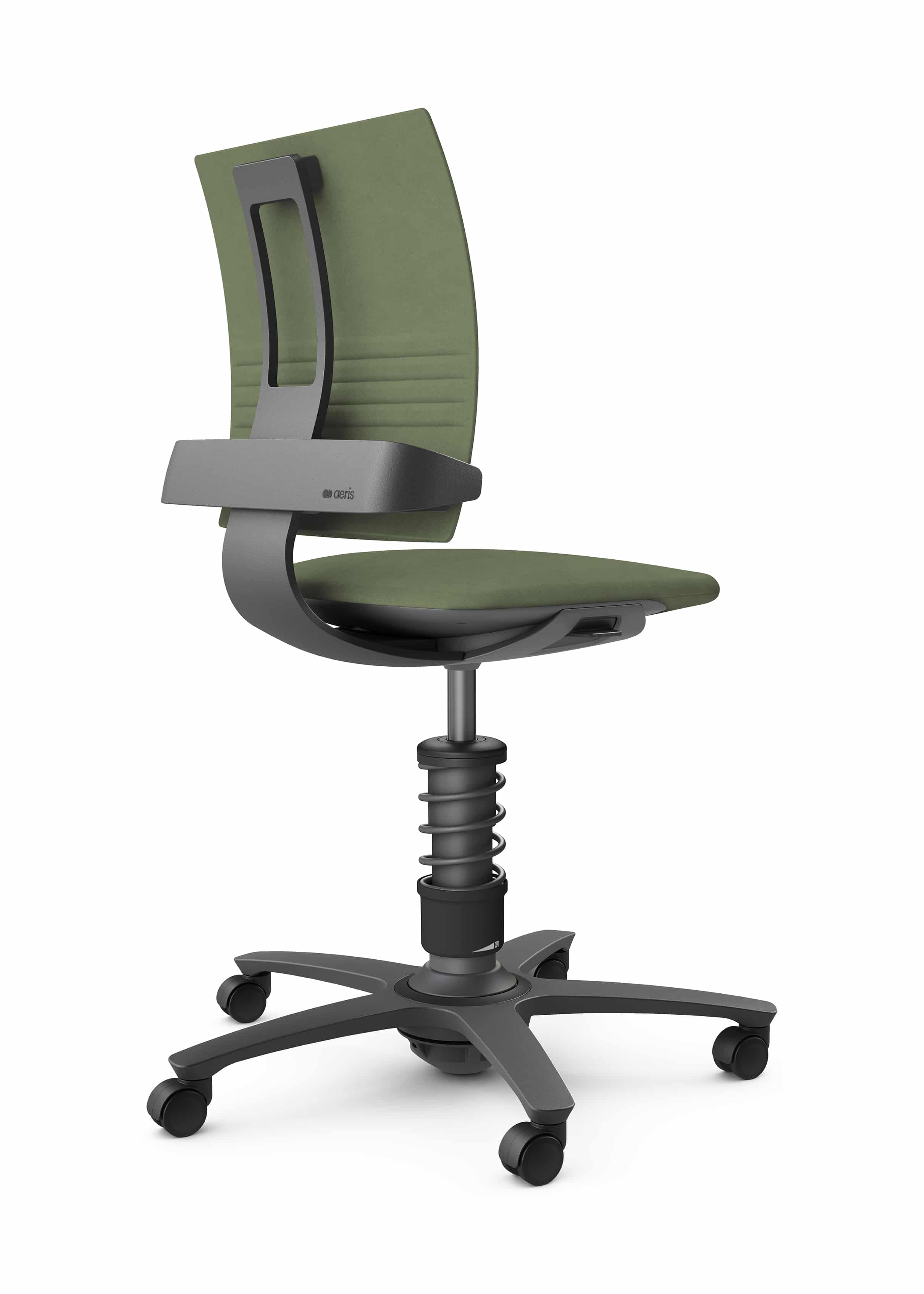 3Dee ergonomisk kontorstol i grøn med stel i sort aluminium.