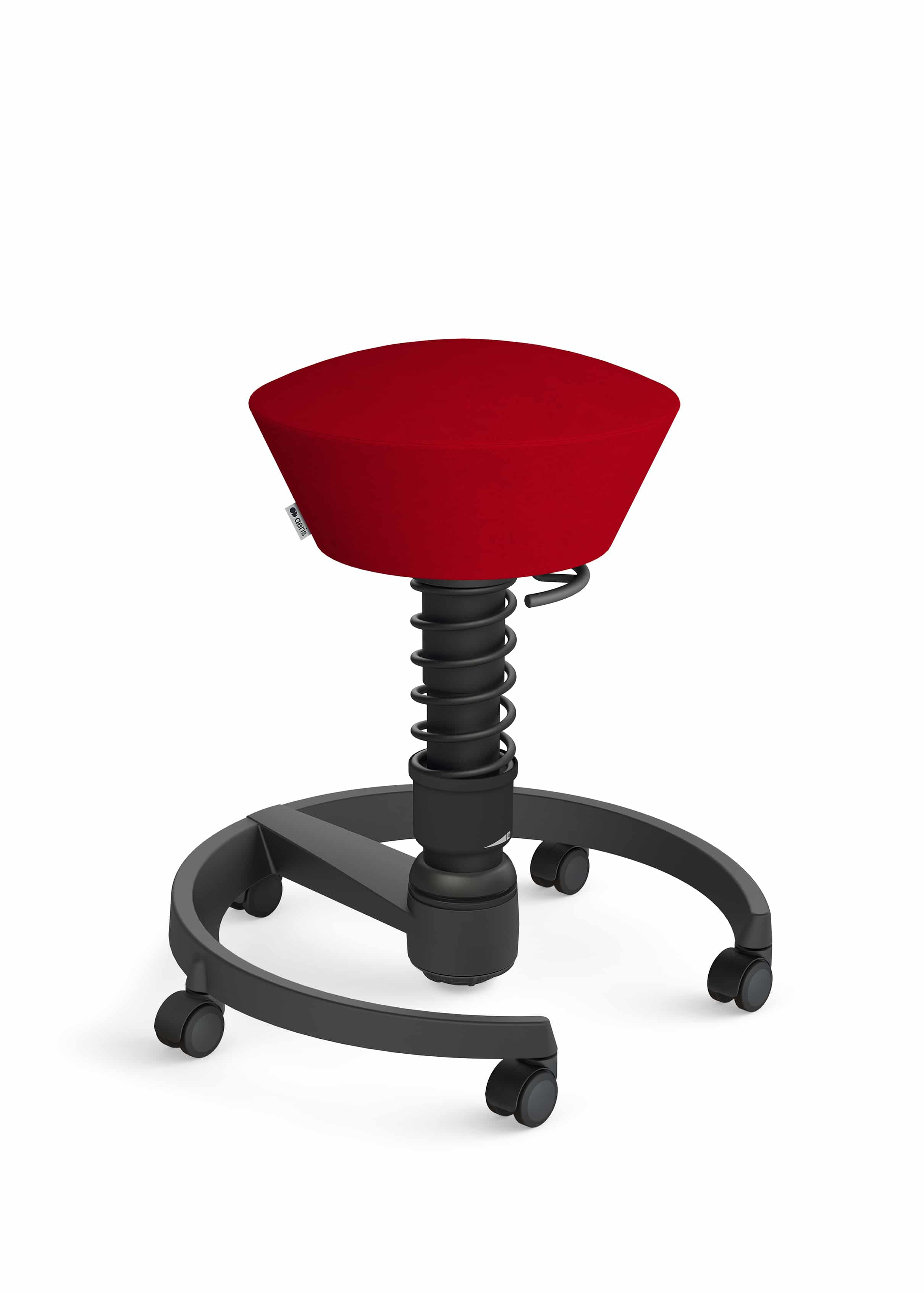 Swopper ergonomisk kontorstol i rød m. sort stel og hjul.