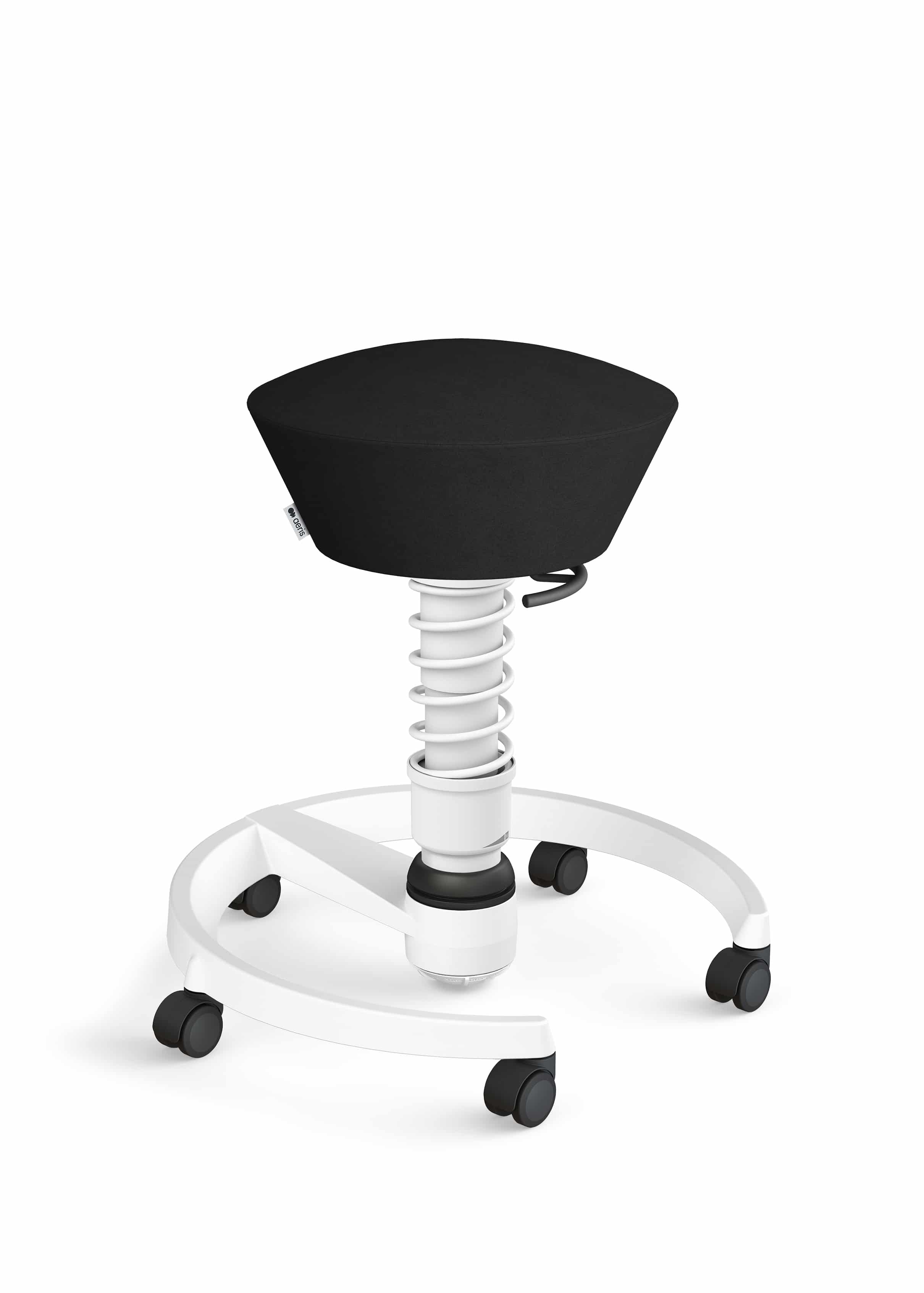 Swopper ergonomisk kontorstol i sort m. hvidt stel og hjul.