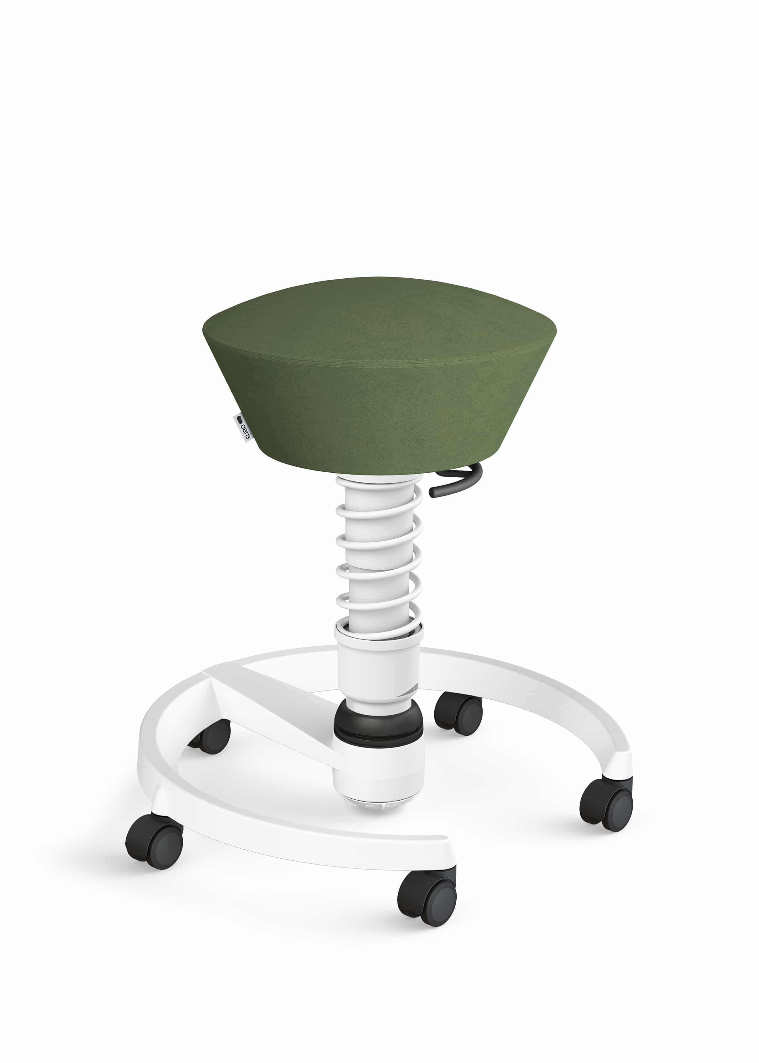 Swopper ergonomisk kontorstol i grøn m. hvidt stel og hjul.