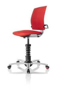 3Dee Ferraro rød ergonomisk kontorstol med poleret aluminum ryg og fod